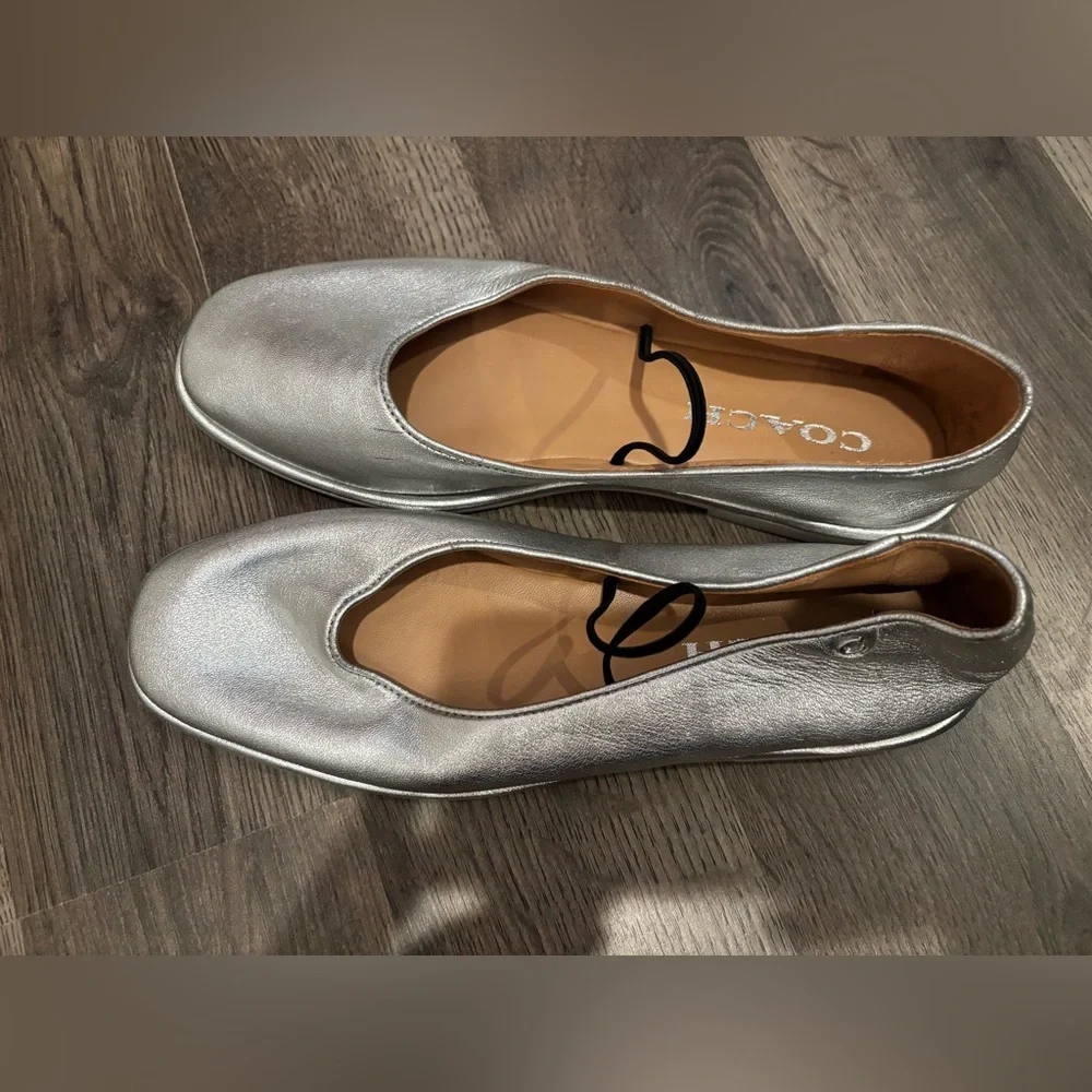Coach Silver Ballet Flats Maryjane’s size 6 delicate romantic trendy wedding - Picture 15 of 15